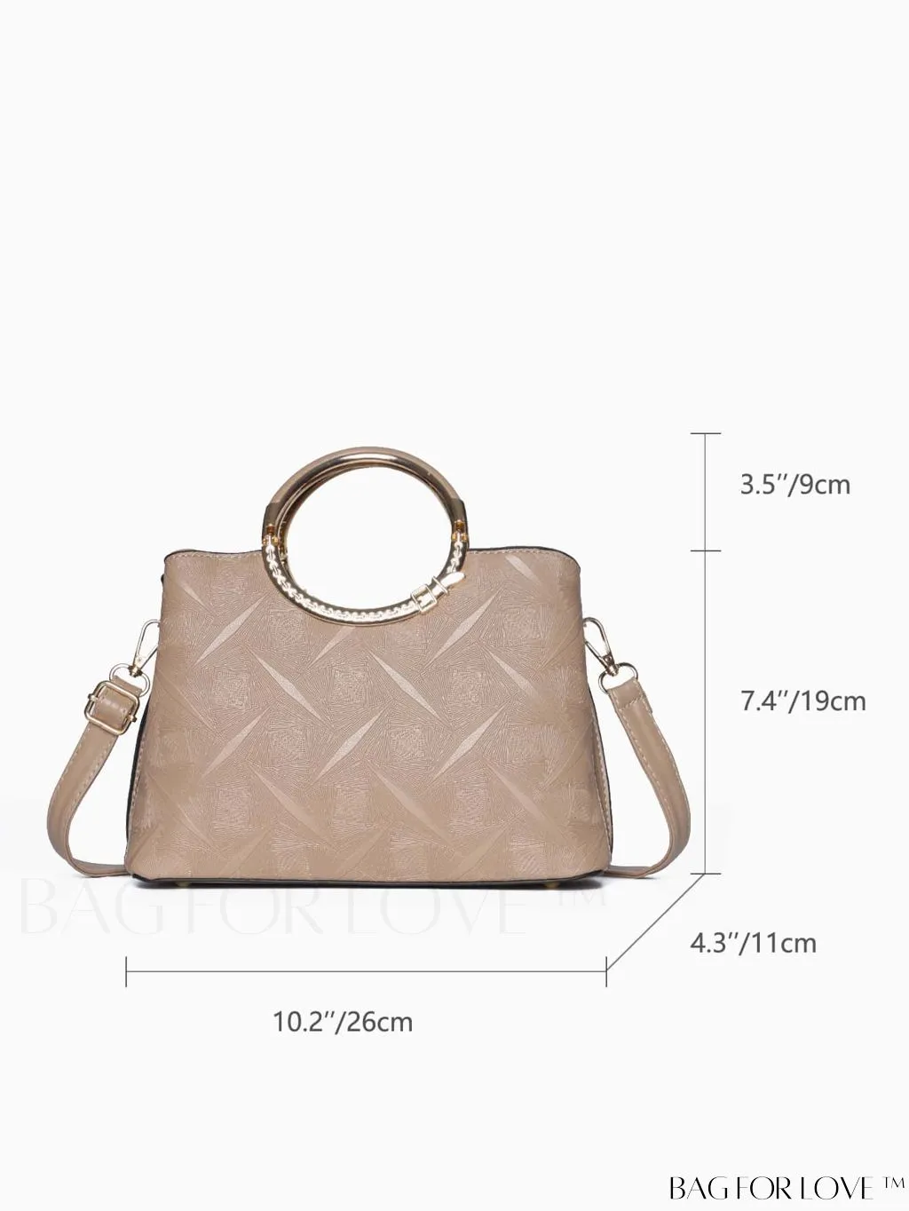 BagForLove - Chic Textured Metallic Circle Handle Commuting Handbag for the Fashion-forward