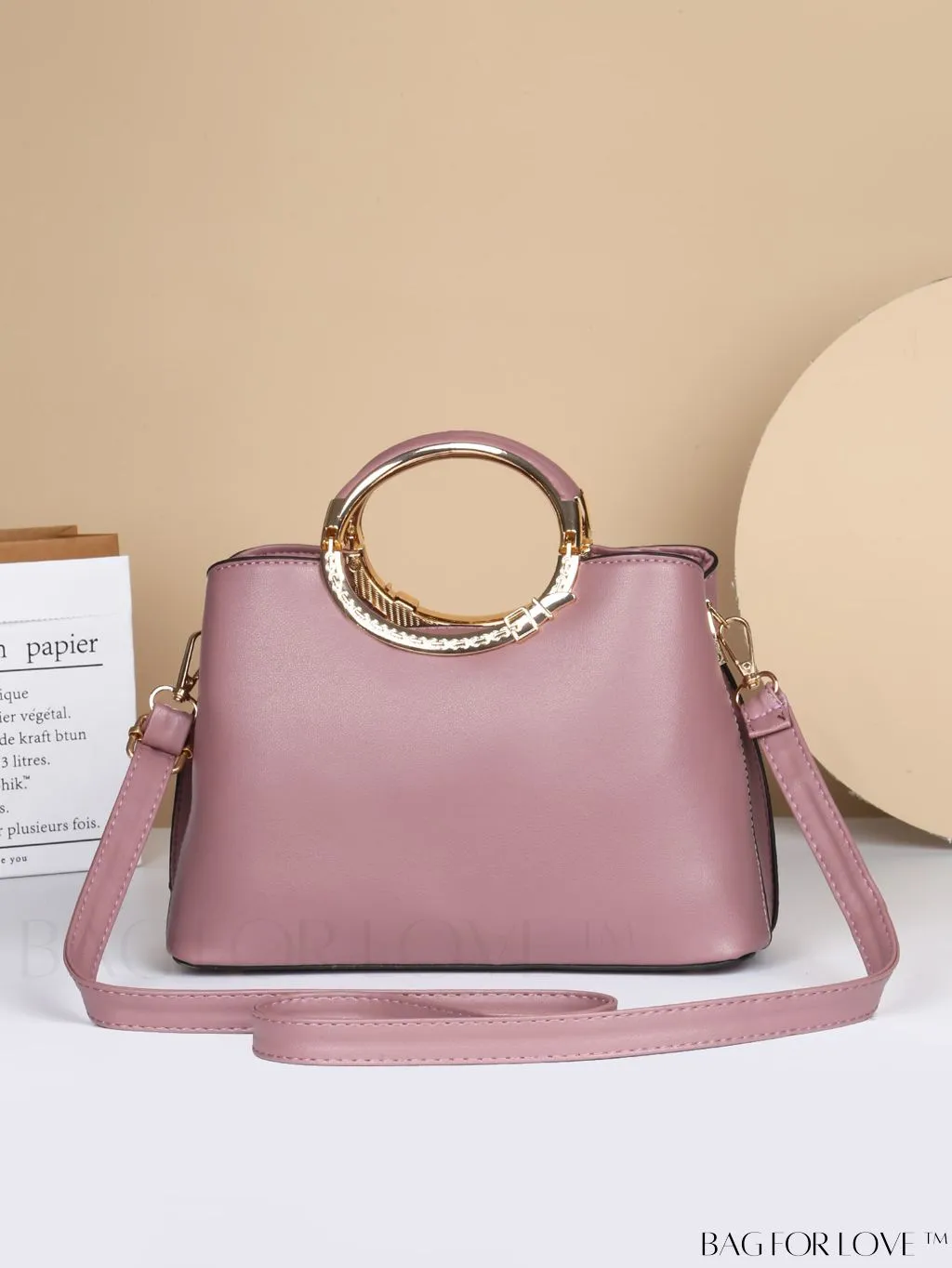 BagForLove - Chic Textured Metallic Circle Handle Commuting Handbag for the Fashion-forward