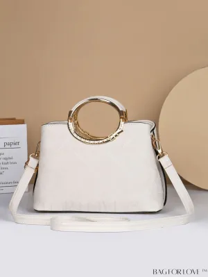 BagForLove - Chic Textured Metallic Circle Handle Commuting Handbag for the Fashion-forward