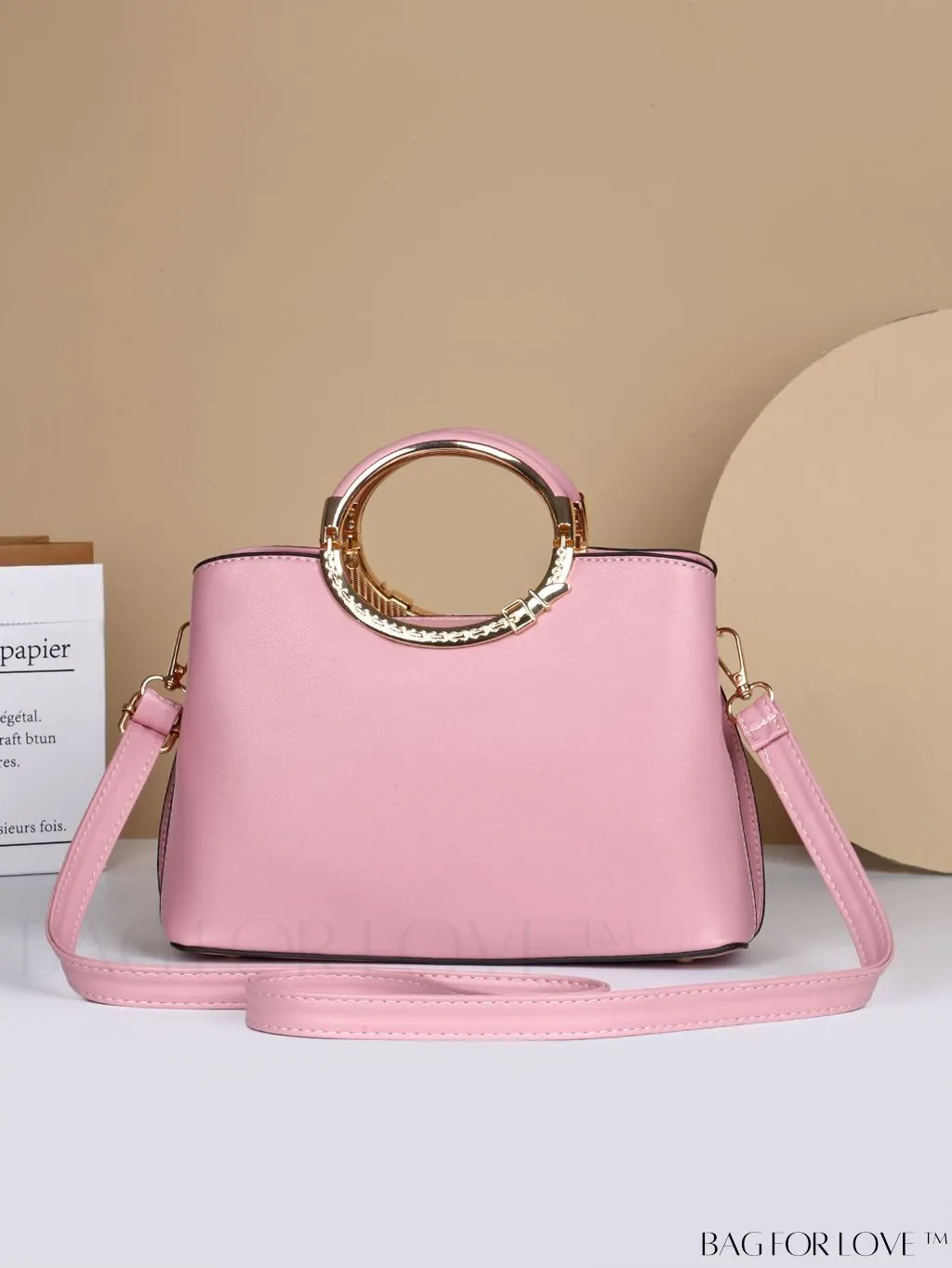 BagForLove - Chic Textured Metallic Circle Handle Commuting Handbag for the Fashion-forward