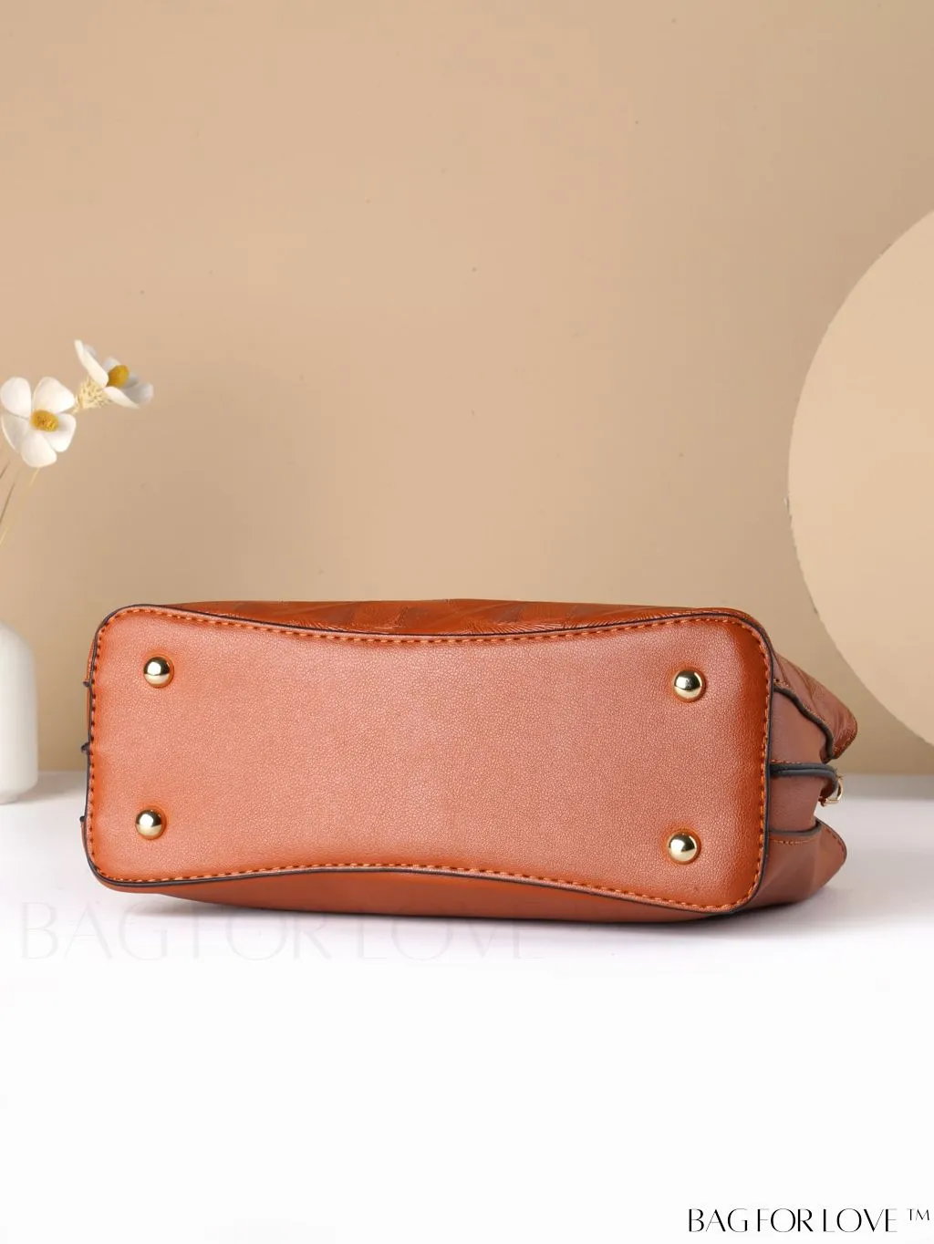 BagForLove - Chic Textured Metallic Circle Handle Commuting Handbag for the Fashion-forward