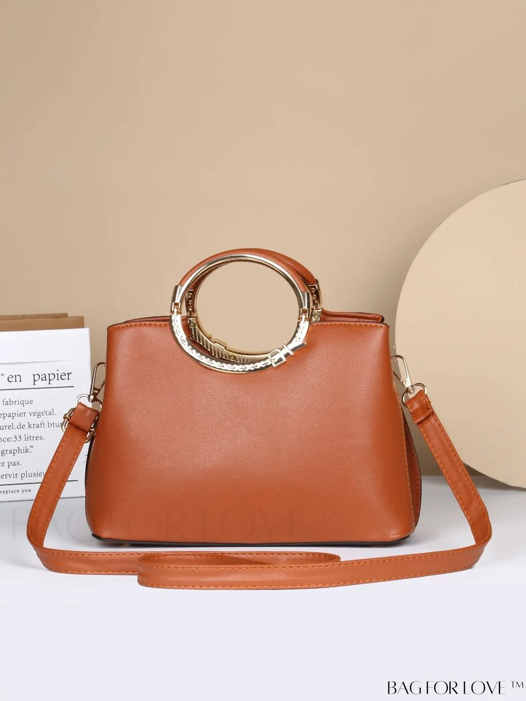 BagForLove - Chic Textured Metallic Circle Handle Commuting Handbag for the Fashion-forward