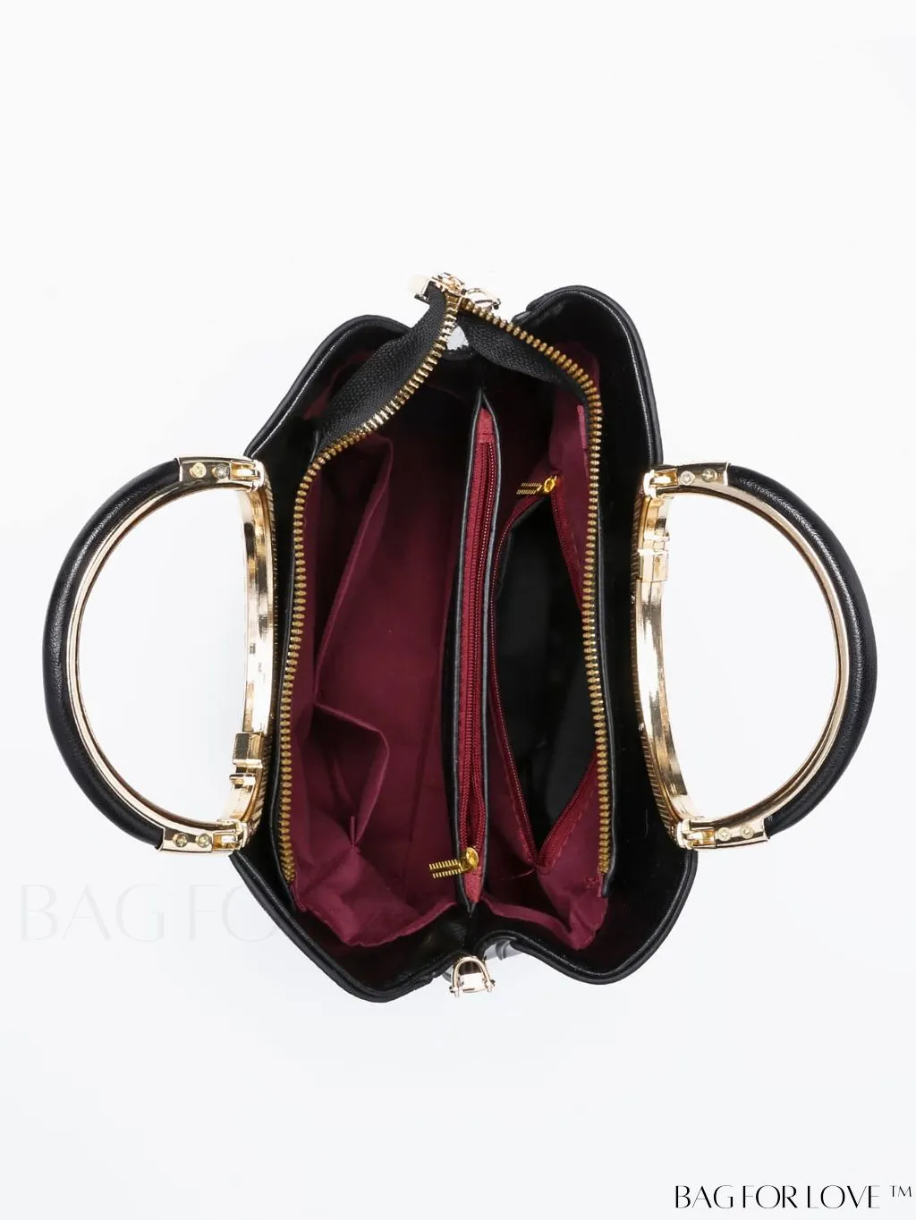 BagForLove - Chic Textured Metallic Circle Handle Commuting Handbag for the Fashion-forward