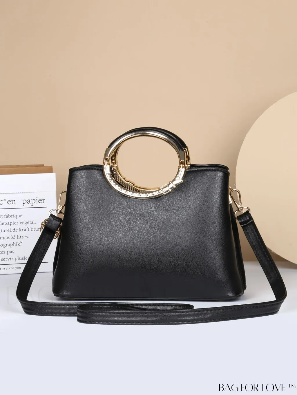 BagForLove - Chic Textured Metallic Circle Handle Commuting Handbag for the Fashion-forward