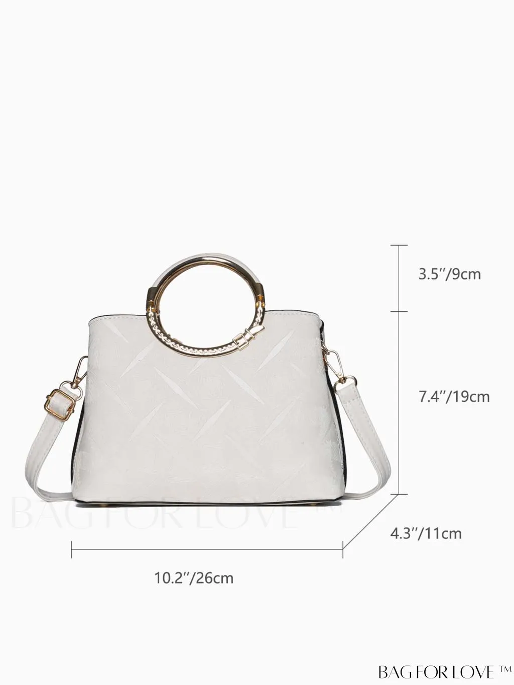 BagForLove - Chic Textured Metallic Circle Handle Commuting Handbag for the Fashion-forward