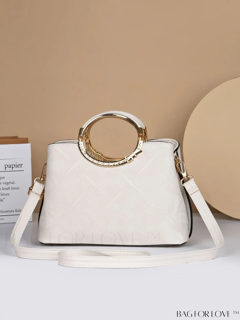 BagForLove - Chic Textured Metallic Circle Handle Commuting Handbag for the Fashion-forward