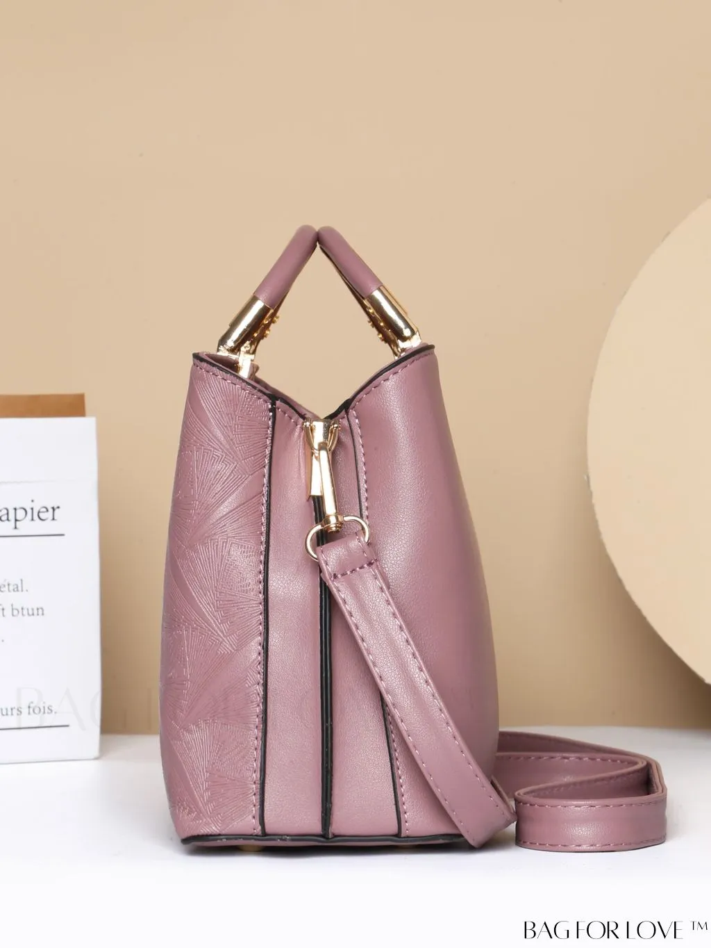 BagForLove - Chic Textured Metallic Circle Handle Commuting Handbag for the Fashion-forward