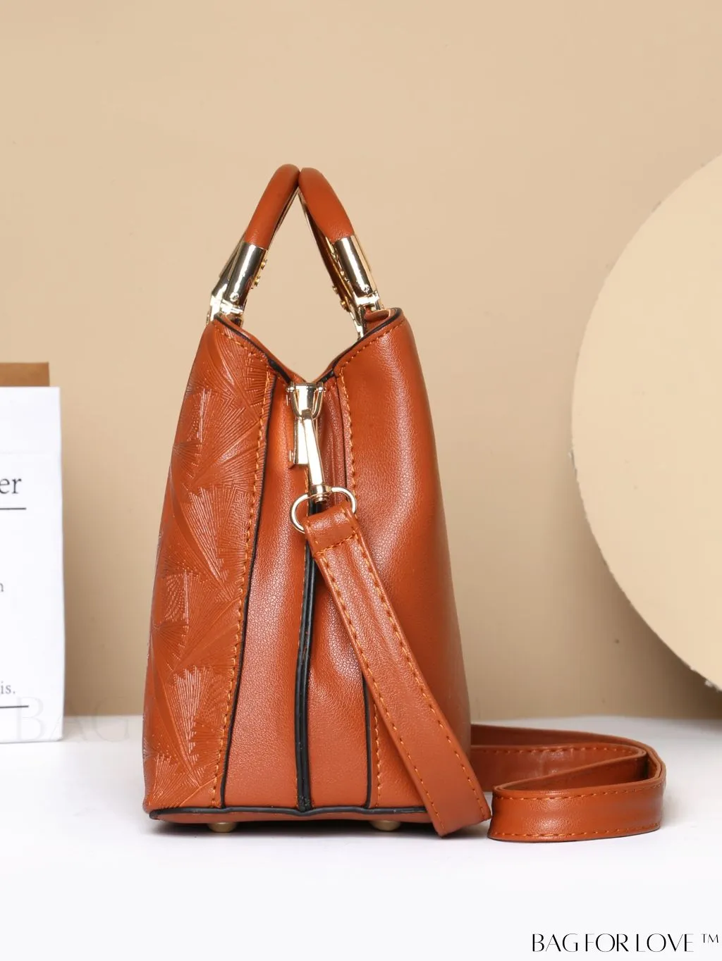 BagForLove - Chic Textured Metallic Circle Handle Commuting Handbag for the Fashion-forward