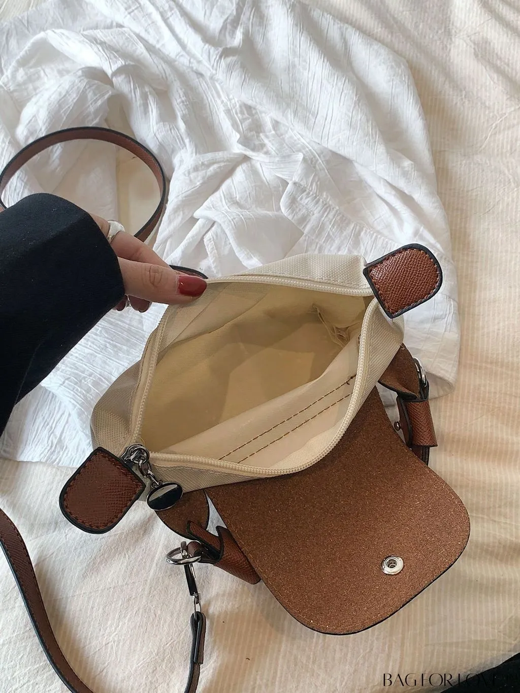 BagForLove - Chic Two-Tone Square Bag Enriched with Stylish Bag Charm