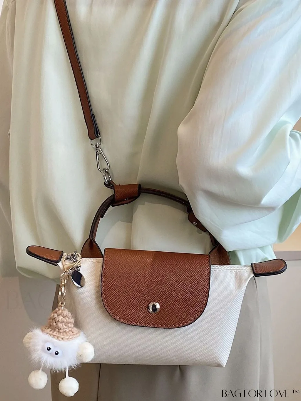 BagForLove - Chic Two-Tone Square Bag Enriched with Stylish Bag Charm