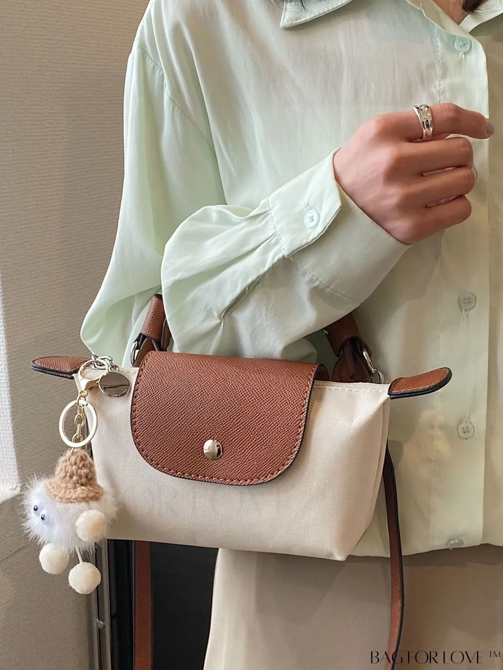 BagForLove - Chic Two-Tone Square Bag Enriched with Stylish Bag Charm