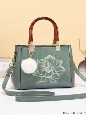 BagForLove - Chic Work Bag with Dual Handles, Intricate Embroidery Detail - Elegant & Stylish
