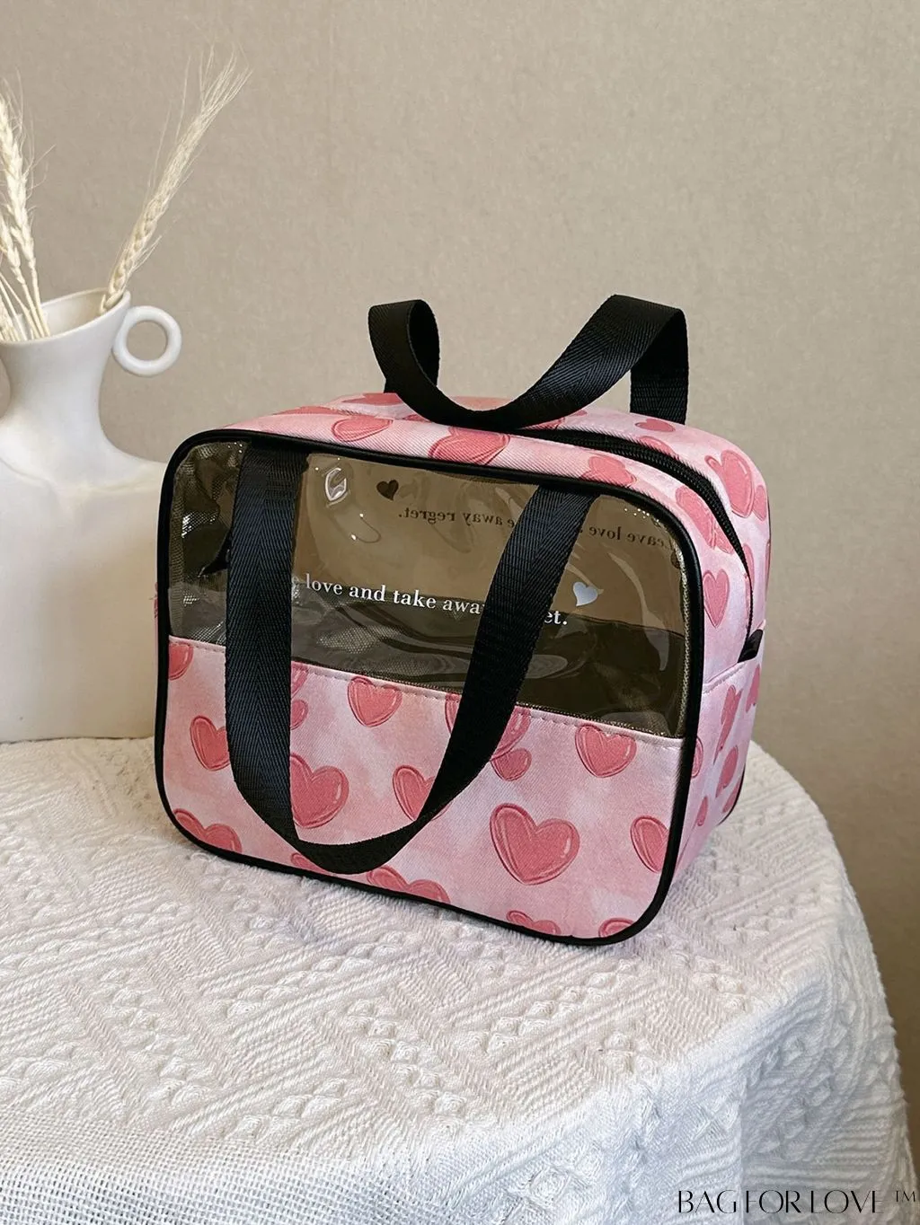 BagForLove - Spacious and Chic Heart Design Travel Cosmetic Bag - Wet/Dry Separation