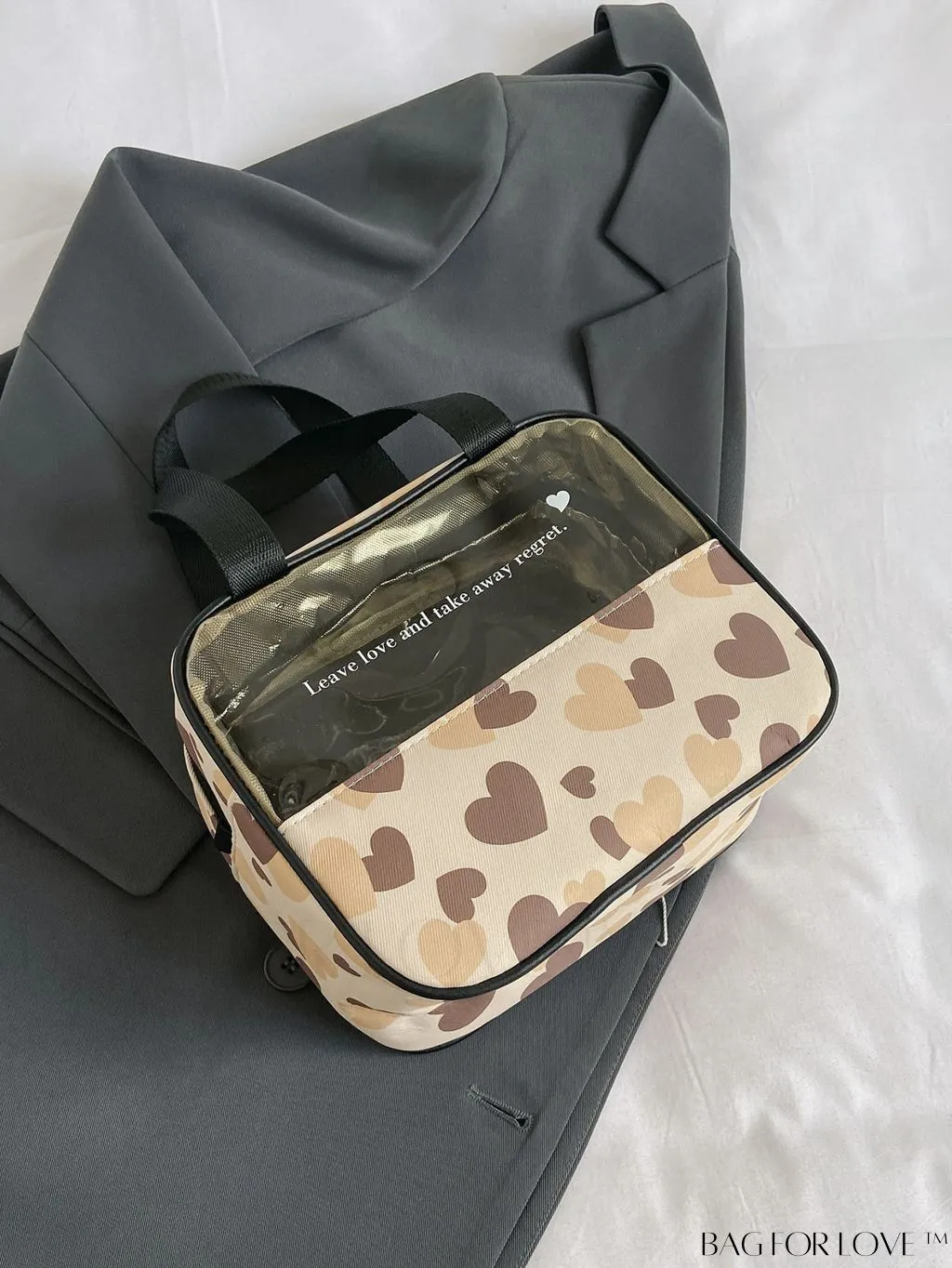 BagForLove - Spacious and Chic Heart Design Travel Cosmetic Bag - Wet/Dry Separation