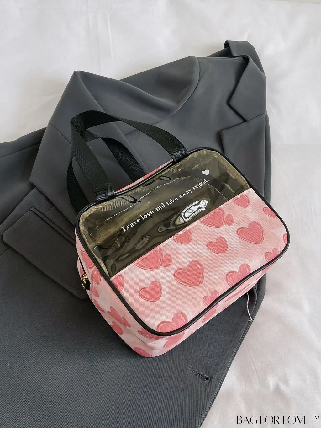 BagForLove - Spacious and Chic Heart Design Travel Cosmetic Bag - Wet/Dry Separation