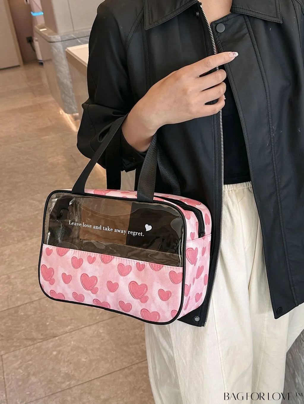 BagForLove - Spacious and Chic Heart Design Travel Cosmetic Bag - Wet/Dry Separation
