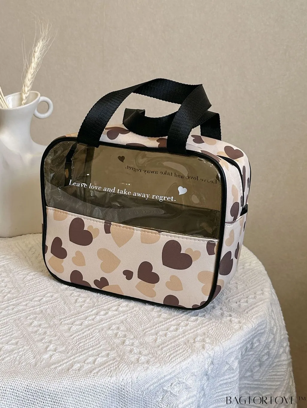BagForLove - Spacious and Chic Heart Design Travel Cosmetic Bag - Wet/Dry Separation