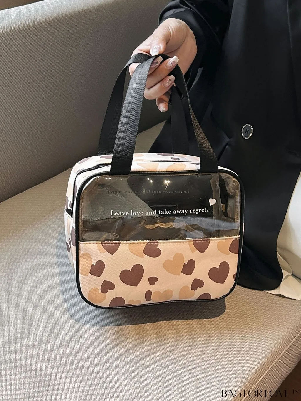 BagForLove - Spacious and Chic Heart Design Travel Cosmetic Bag - Wet/Dry Separation