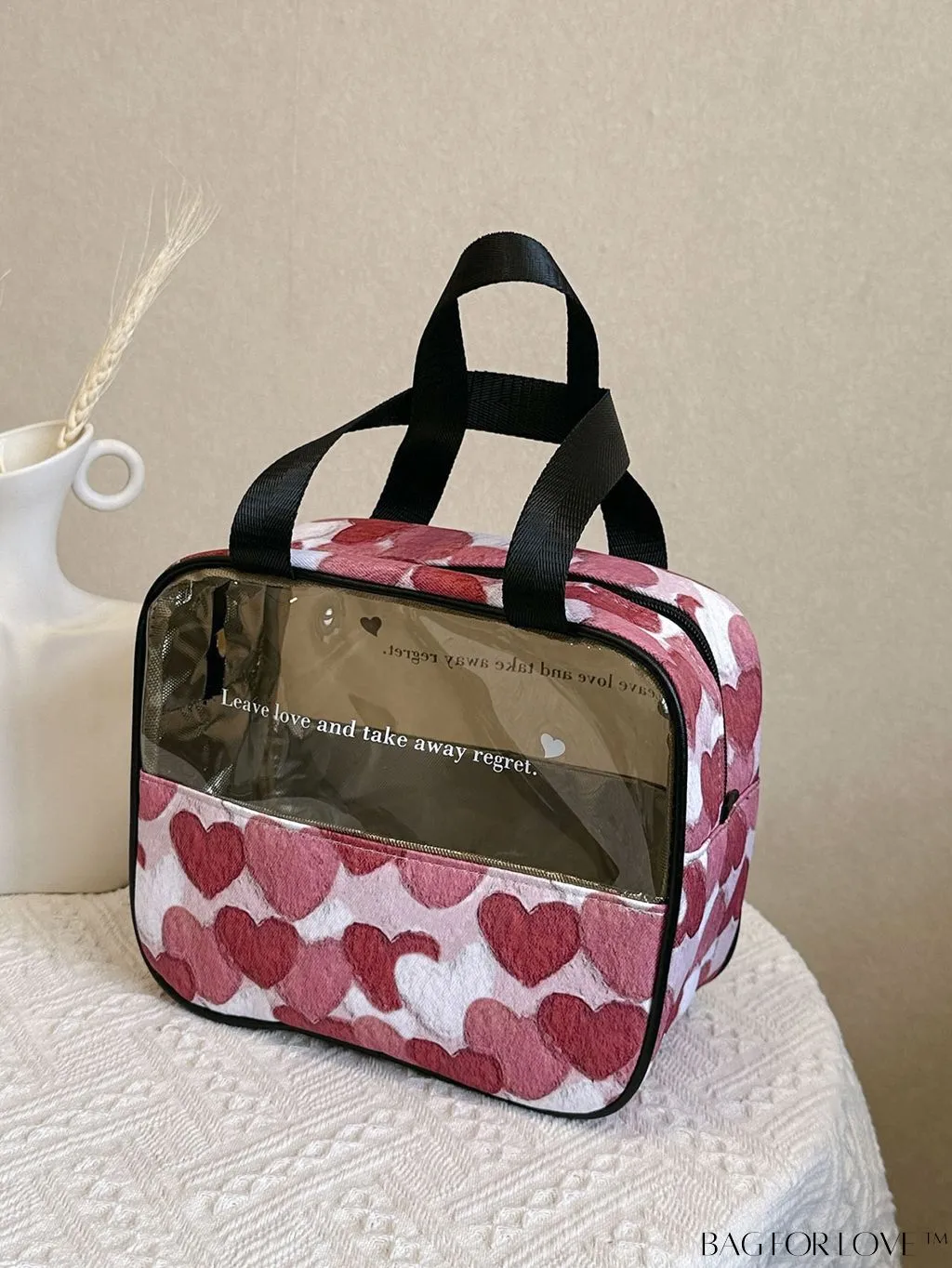 BagForLove - Spacious and Chic Heart Design Travel Cosmetic Bag - Wet/Dry Separation