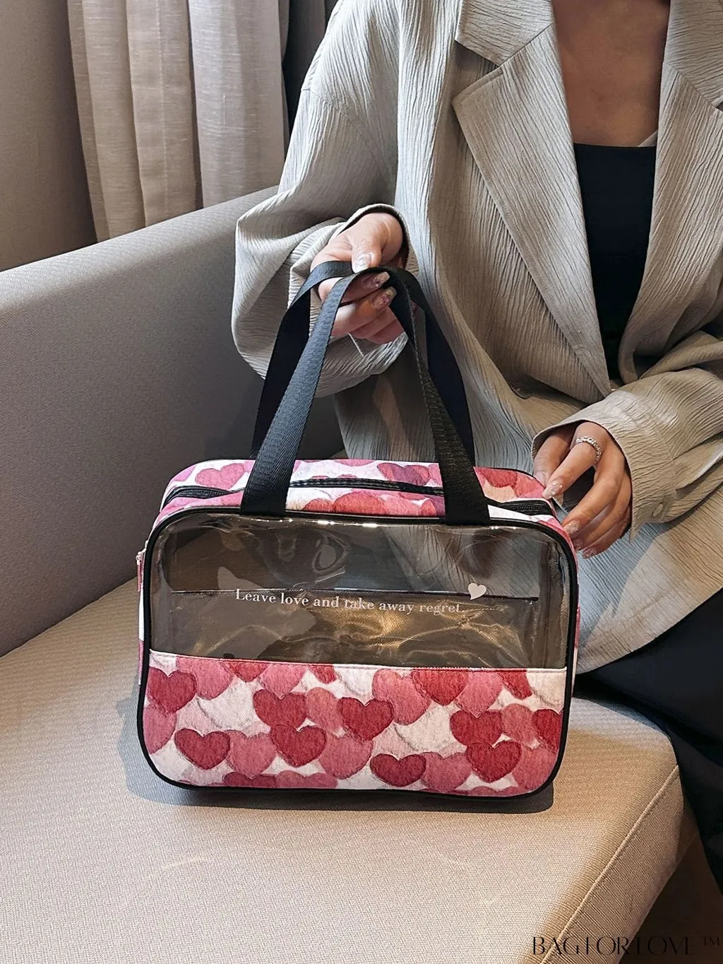 BagForLove - Spacious and Chic Heart Design Travel Cosmetic Bag - Wet/Dry Separation