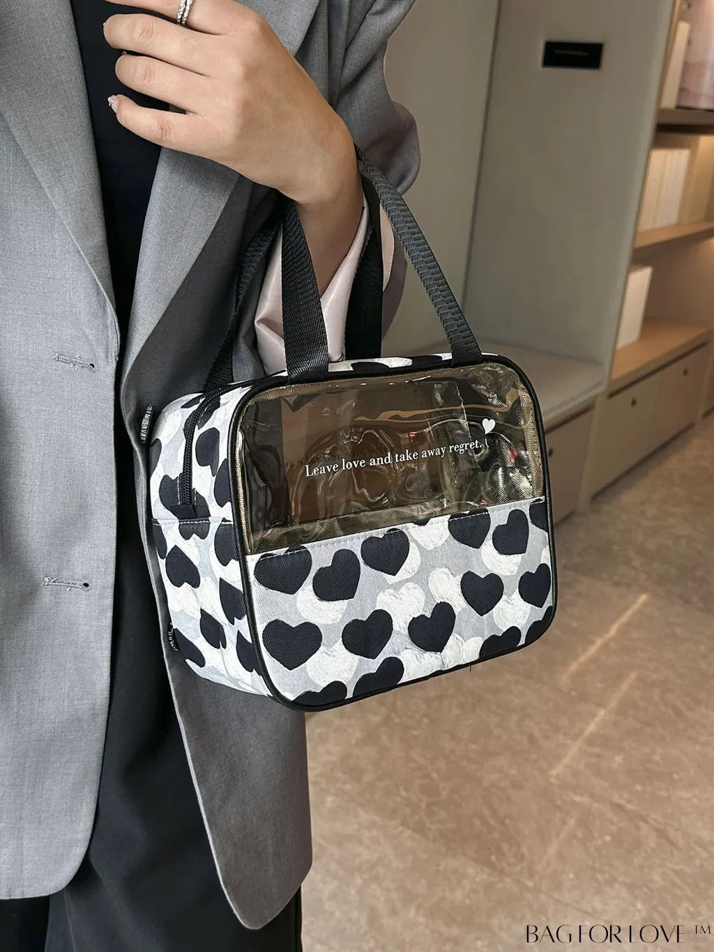 BagForLove - Spacious and Chic Heart Design Travel Cosmetic Bag - Wet/Dry Separation