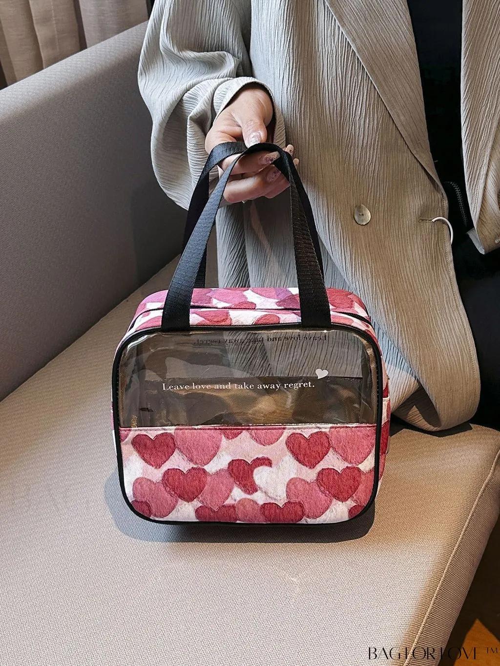 BagForLove - Spacious and Chic Heart Design Travel Cosmetic Bag - Wet/Dry Separation