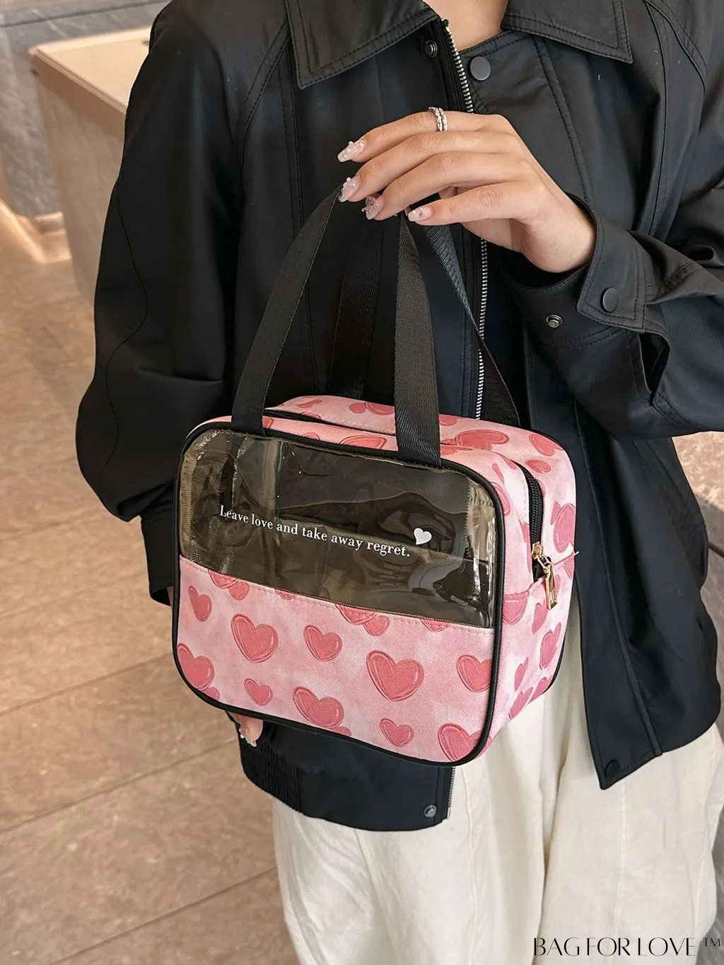 BagForLove - Spacious and Chic Heart Design Travel Cosmetic Bag - Wet/Dry Separation