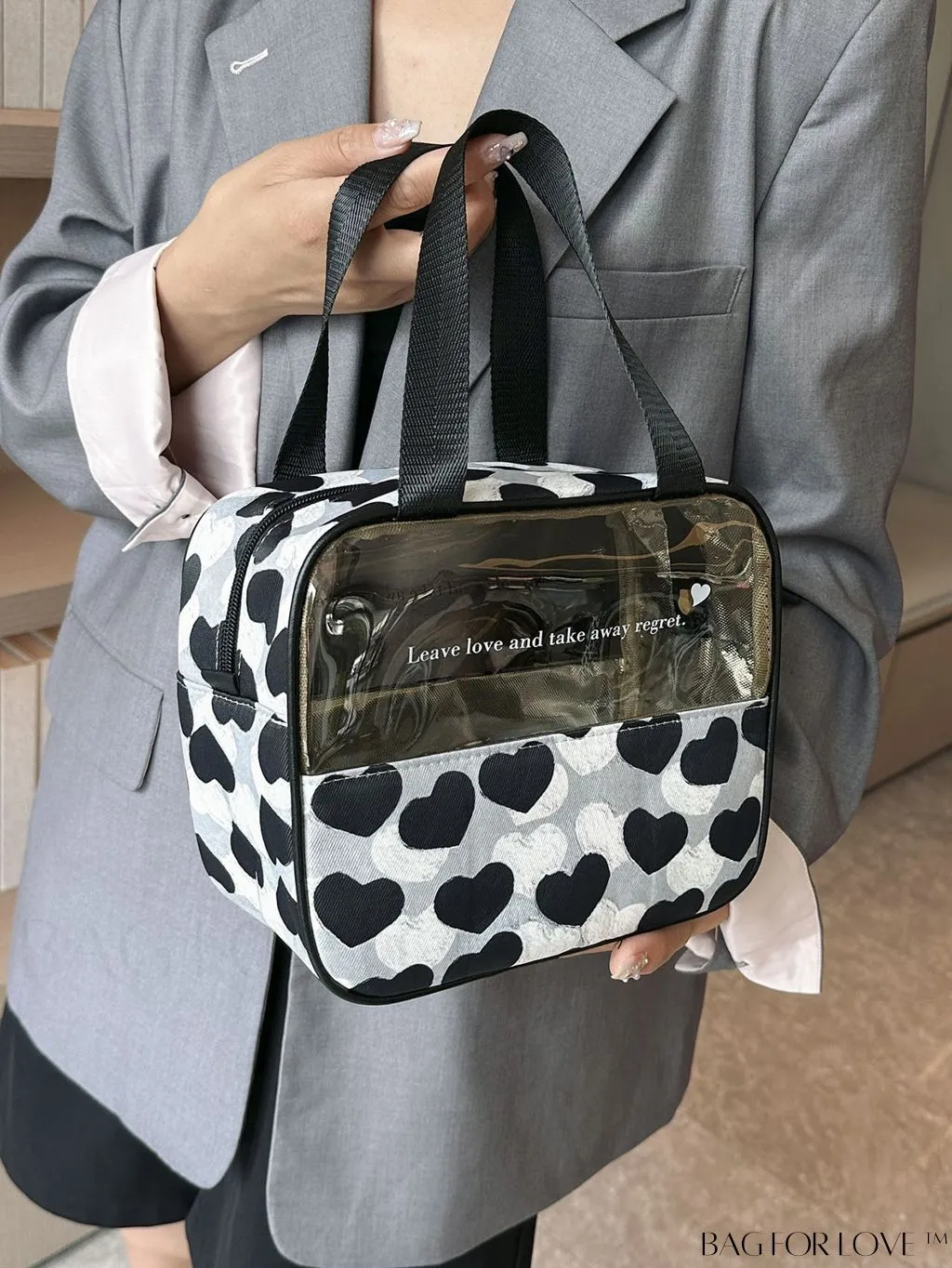 BagForLove - Spacious and Chic Heart Design Travel Cosmetic Bag - Wet/Dry Separation