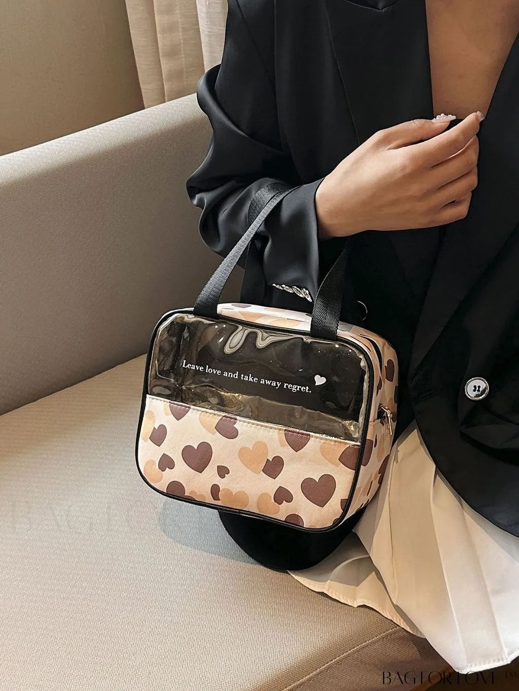 BagForLove - Spacious and Chic Heart Design Travel Cosmetic Bag - Wet/Dry Separation