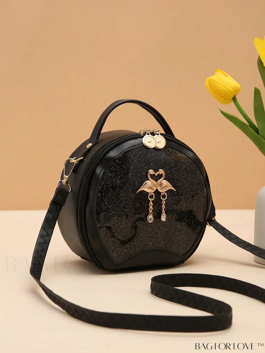 BagForLove - White Mini Quilted Circle Bag with Metal Chain Strap - Fashionably Chic
