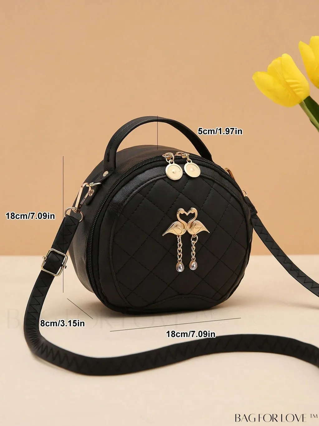 BagForLove - White Mini Quilted Circle Bag with Metal Chain Strap - Fashionably Chic