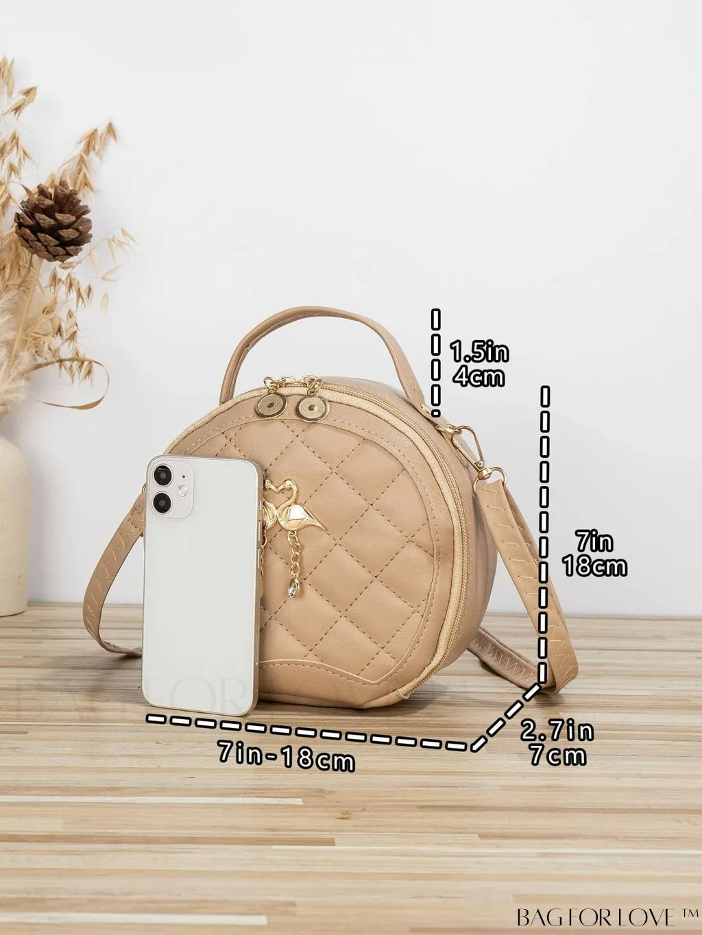 BagForLove - White Mini Quilted Circle Bag with Metal Chain Strap - Fashionably Chic