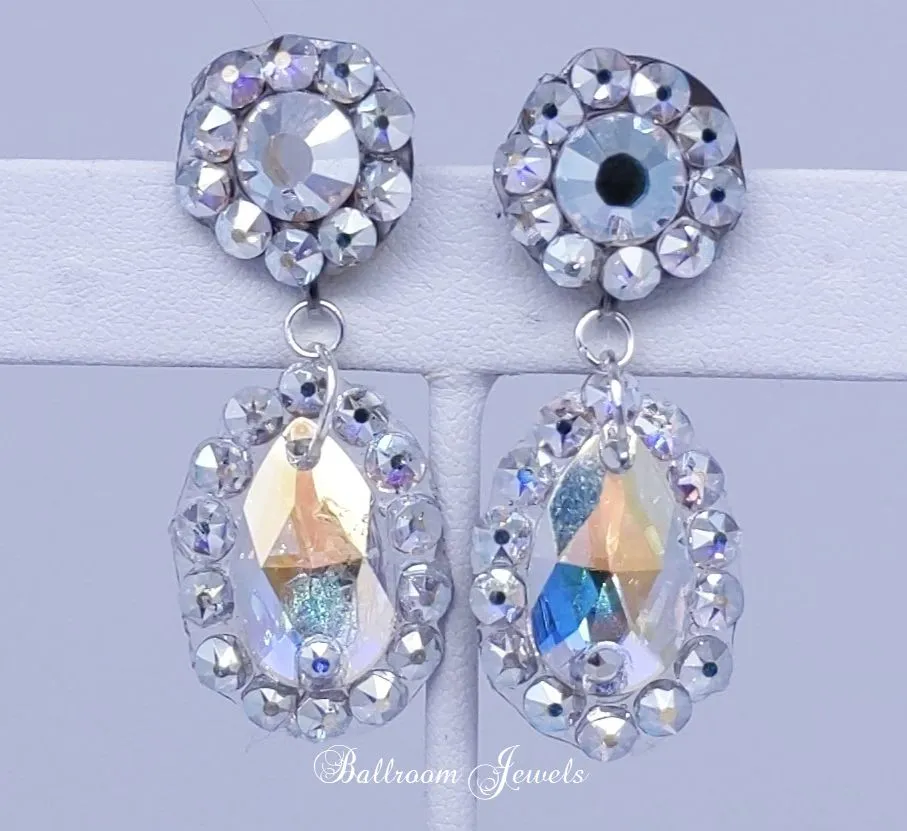 Ballroom crystal round and pear drop earring