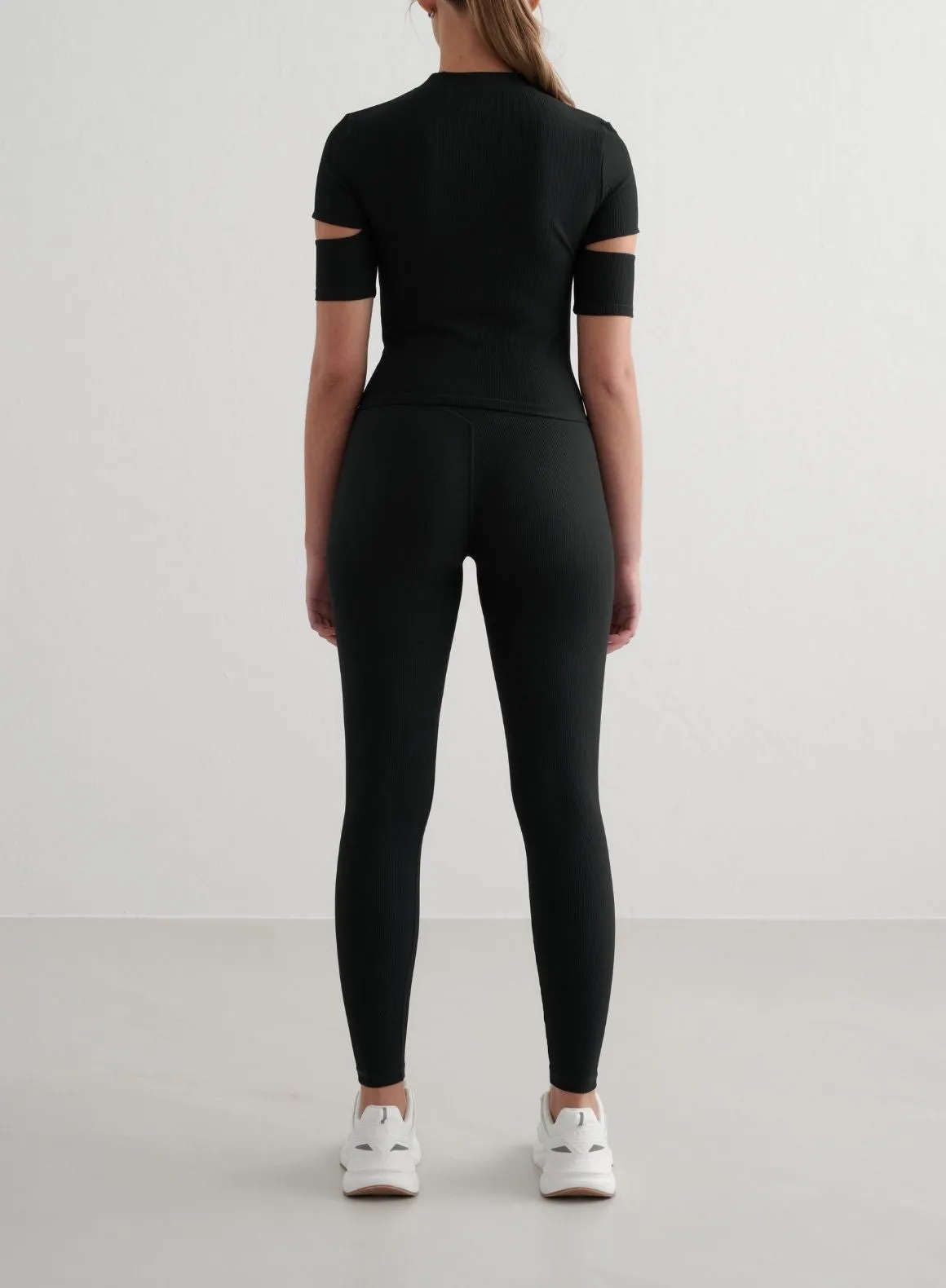 Black Ribbed Performance Cut Out Top