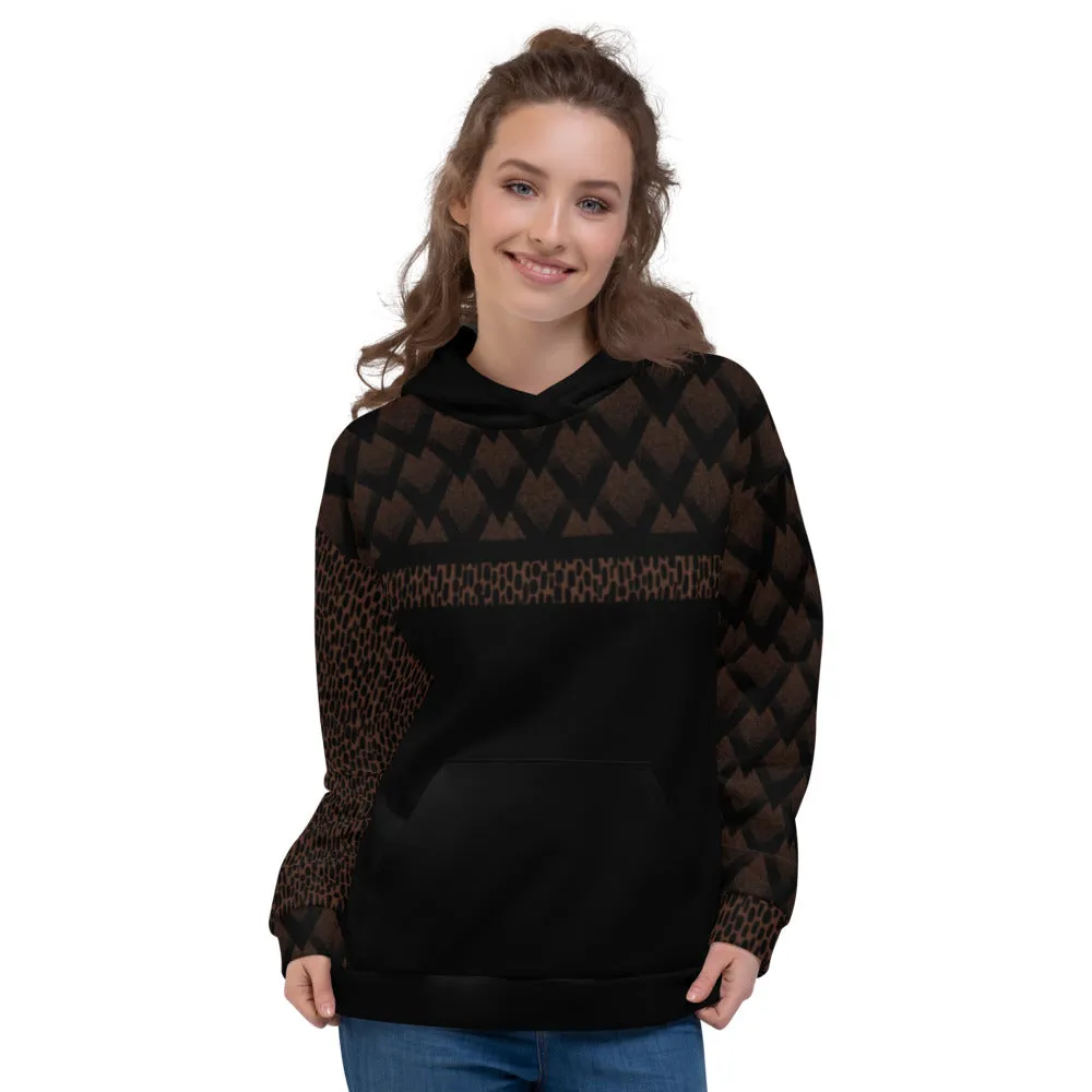 Black Spotted and Geometric on Brown - Unisex Hoodie