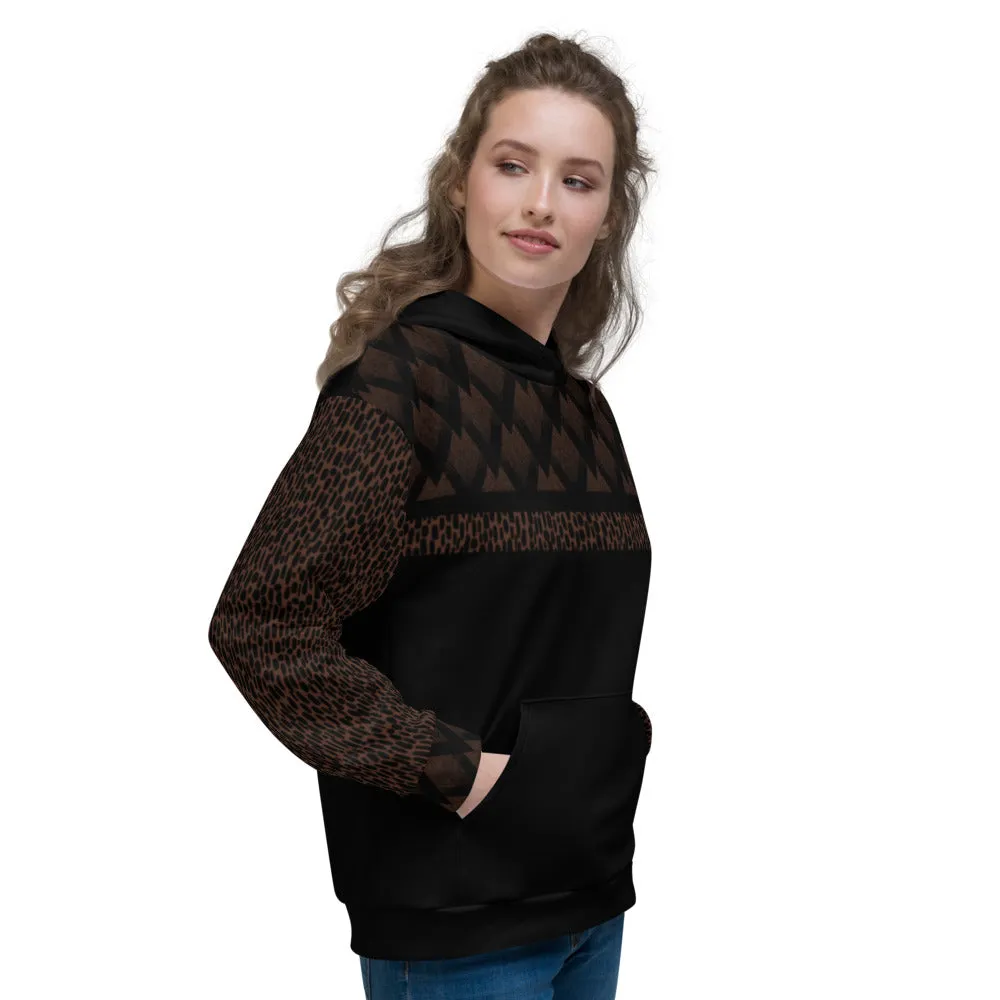 Black Spotted and Geometric on Brown - Unisex Hoodie