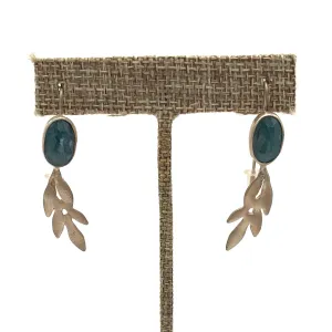 Blackwing Metals - Earrings - Simple Kyanite with Leaves Dangle #TE31-S