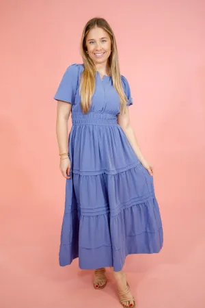 Blue Tiered Maxi Dress