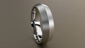 Brushed White Gold 6mm Knife Edge Wedding Band