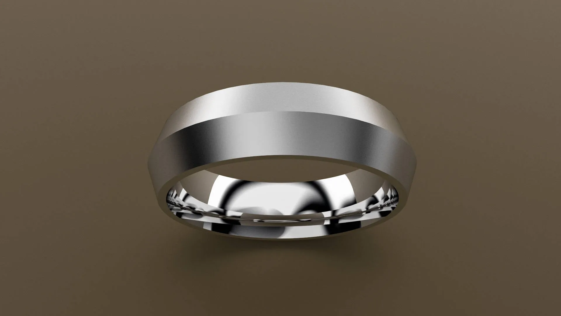 Brushed White Gold 6mm Knife Edge Wedding Band