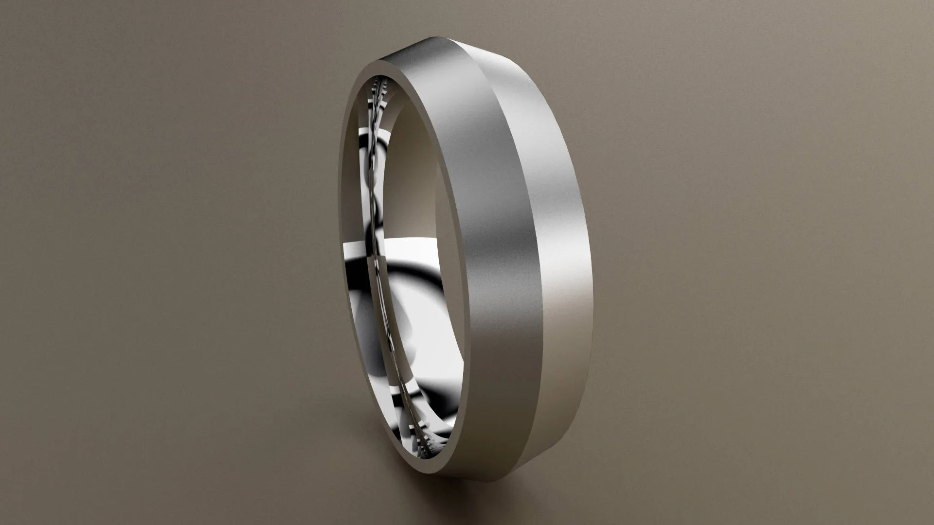 Brushed White Gold 6mm Knife Edge Wedding Band