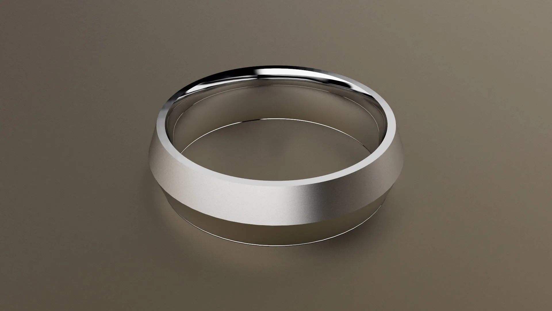 Brushed White Gold 6mm Knife Edge Wedding Band