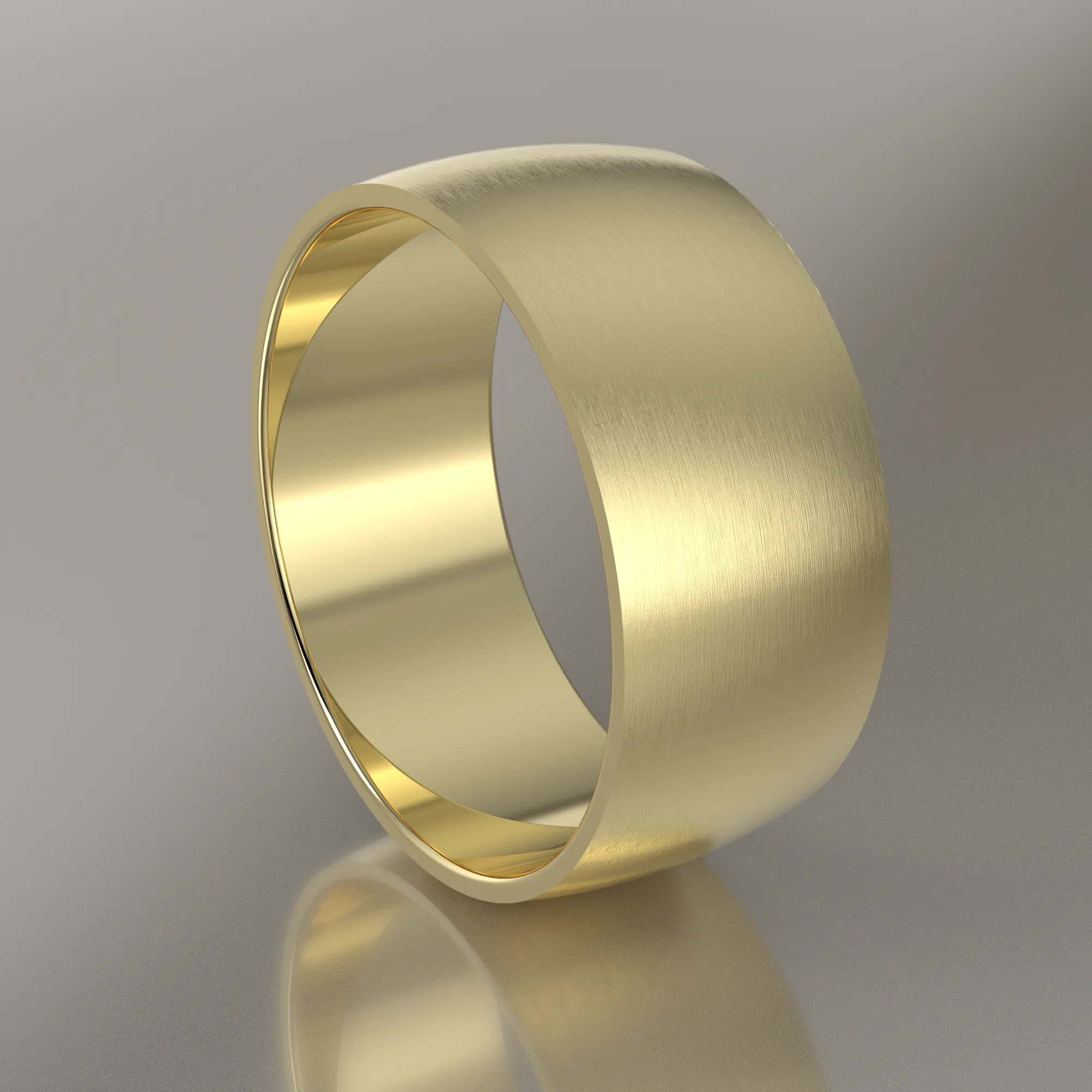 Brushed Yellow Gold 10mm Domed Wedding Band