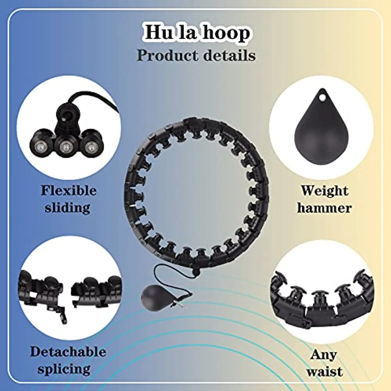 BSDJDWD Smart Weighted Hula Hoop for Adults Weight Loss,Fit Hoop with 24 Detachable Automatic Rotating Massage Balls,Weight-Adjustable Fitness Equipment Exercise Ring Suitable for Women, Man,Teenagers