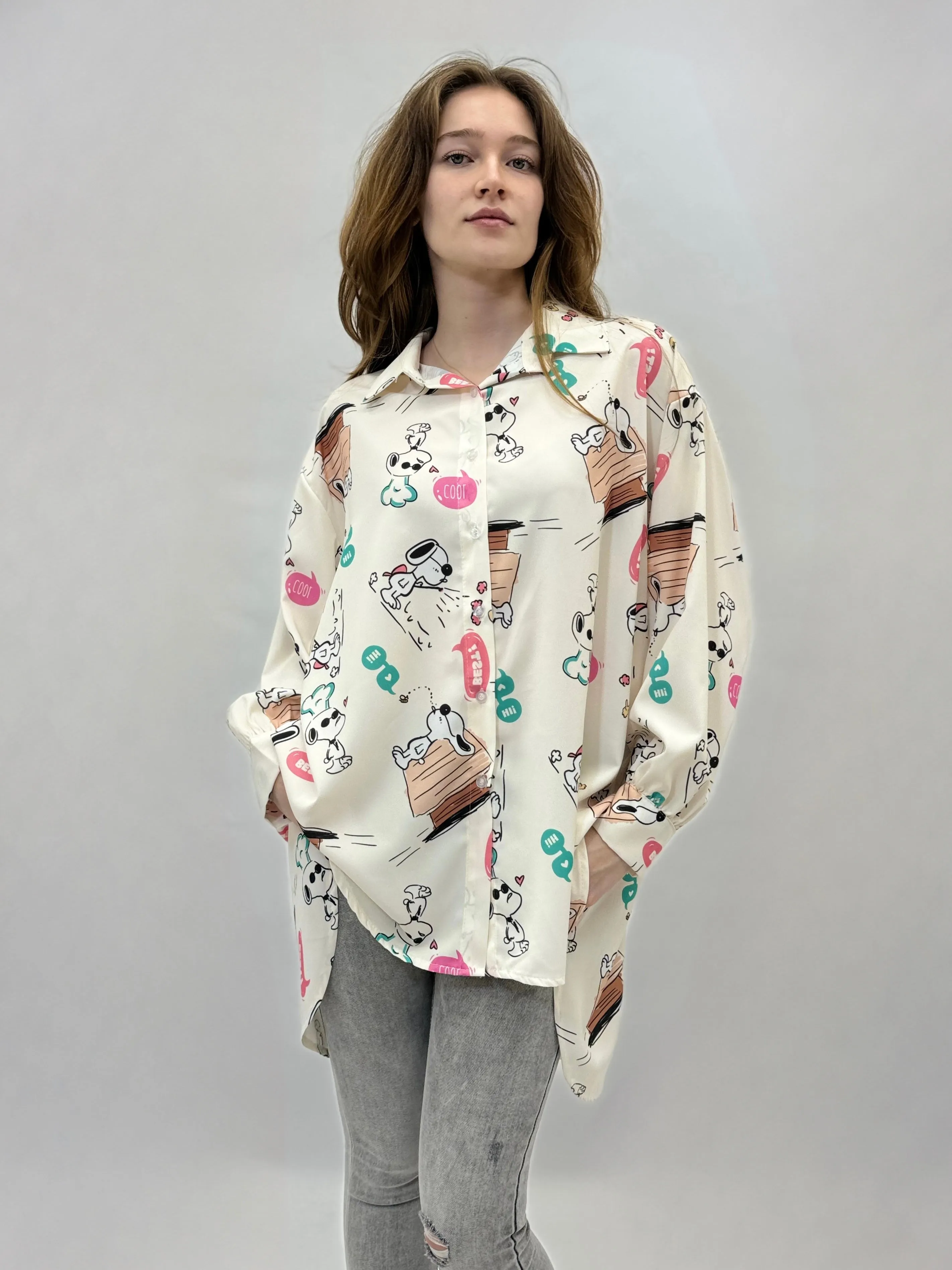 Camicia stampata asimmetrica