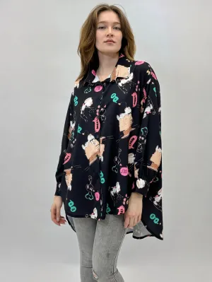 Camicia stampata asimmetrica