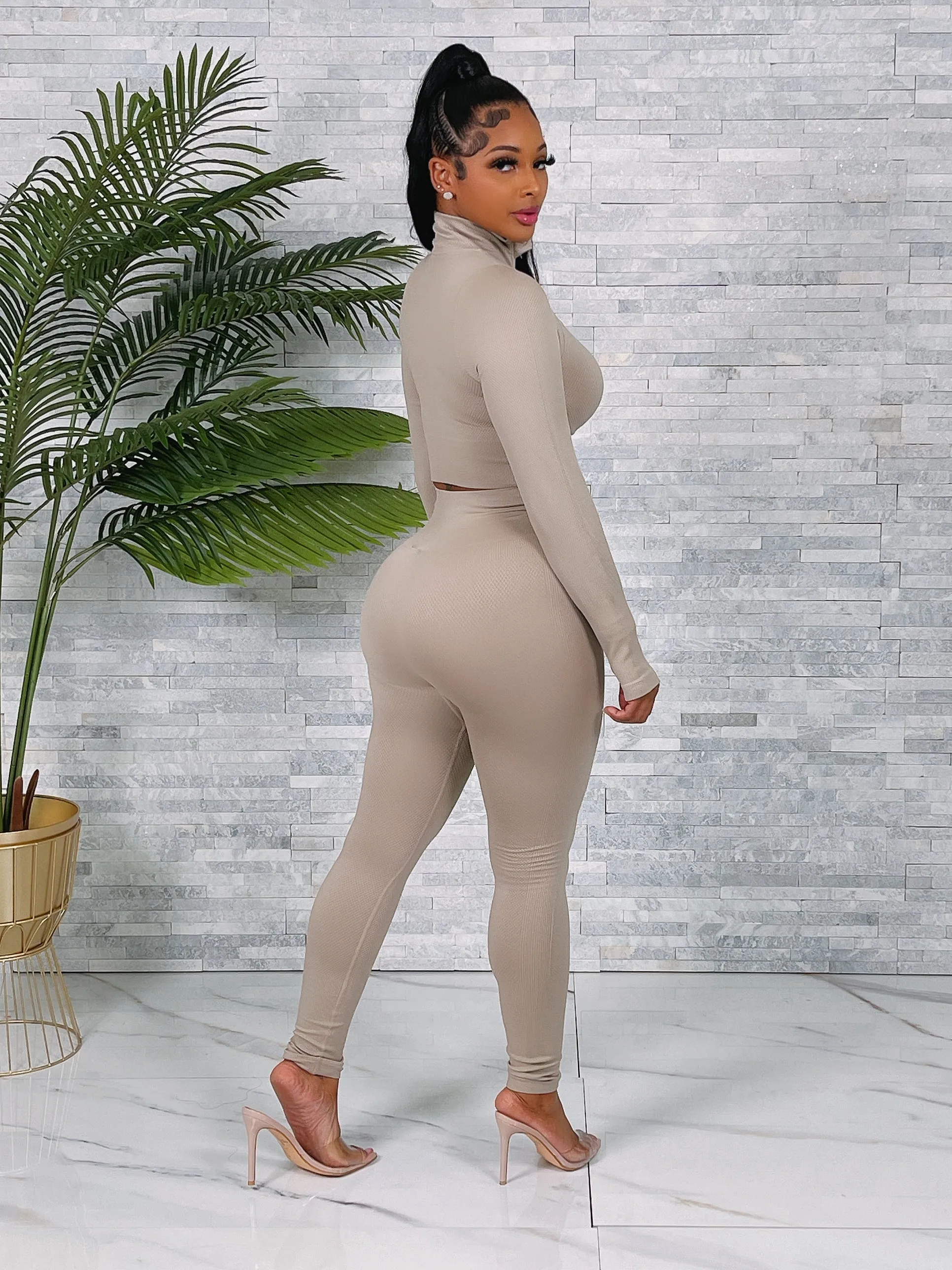 CARDI01P-Texture Crop Zip Jacket Set