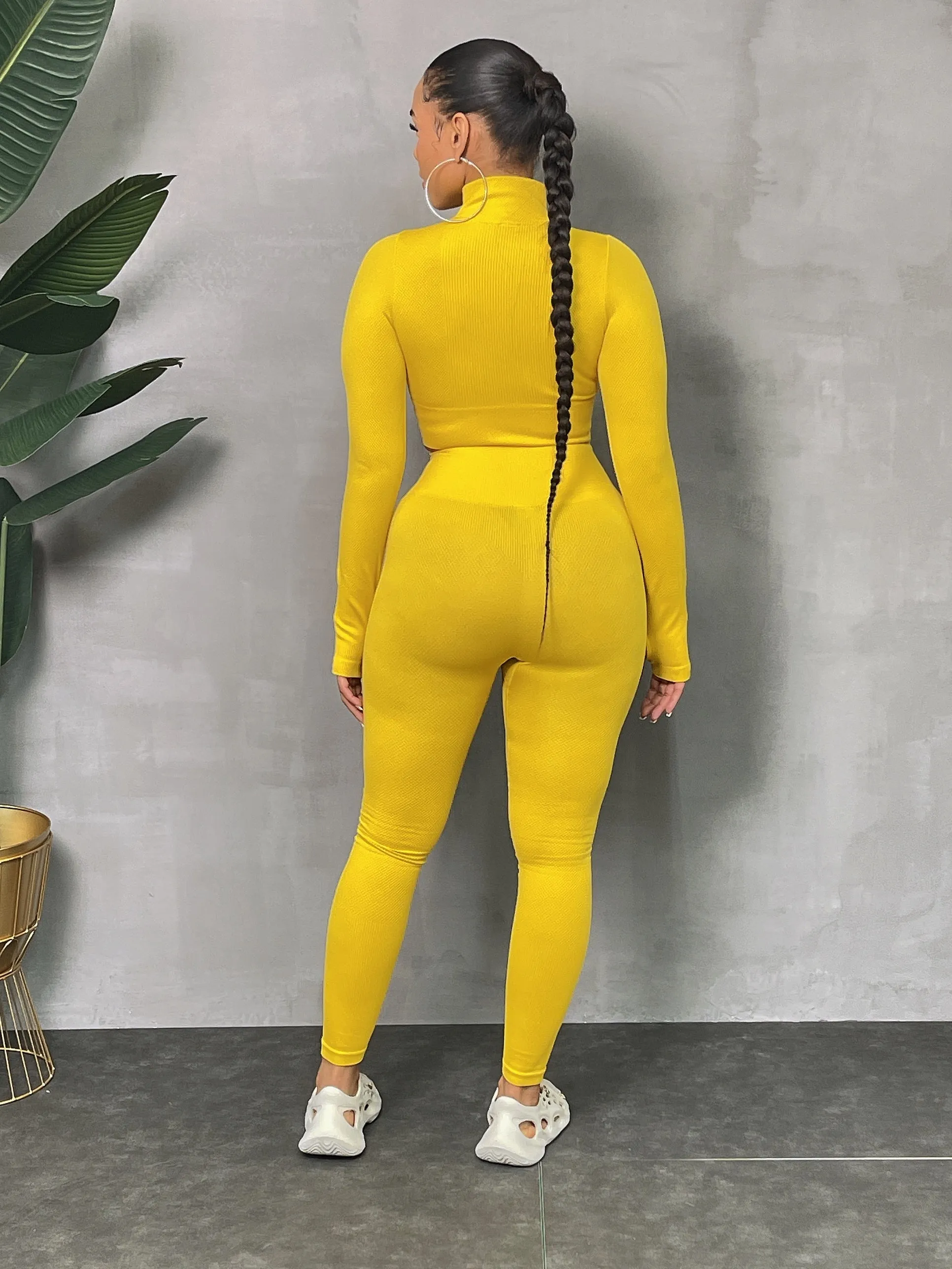 CARDI01P-Texture Crop Zip Jacket Set