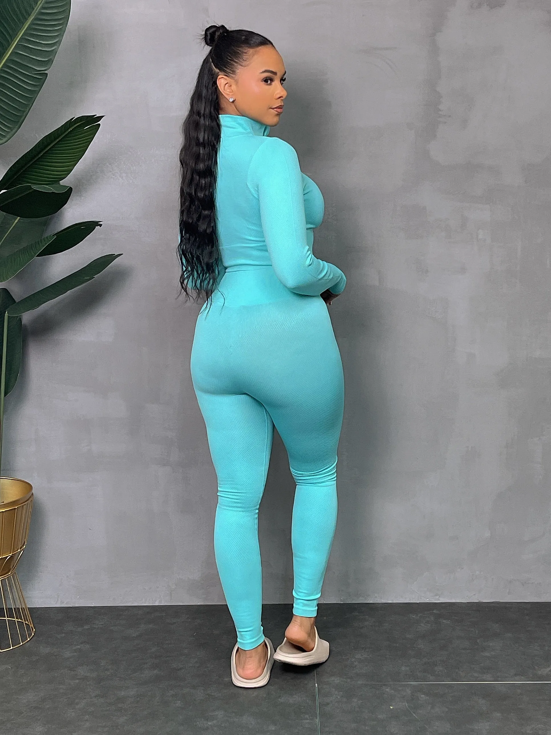 CARDI01P-Texture Crop Zip Jacket Set
