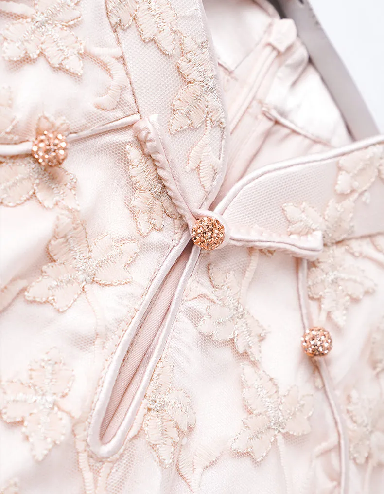 Champagne Lace Qipao Cheongsam